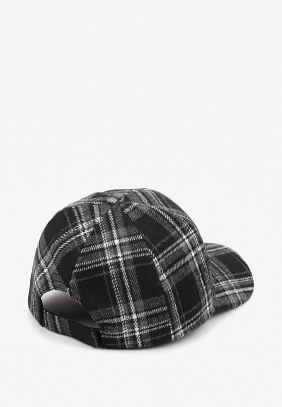 Czarna Czapka z Daszkiem w Kratkę Venesse 2