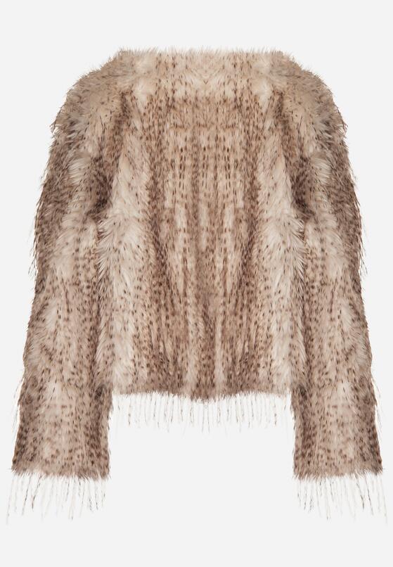 Brązowa Futrzana Kurtka z Cieniowanym Wzorem Tusvella 7