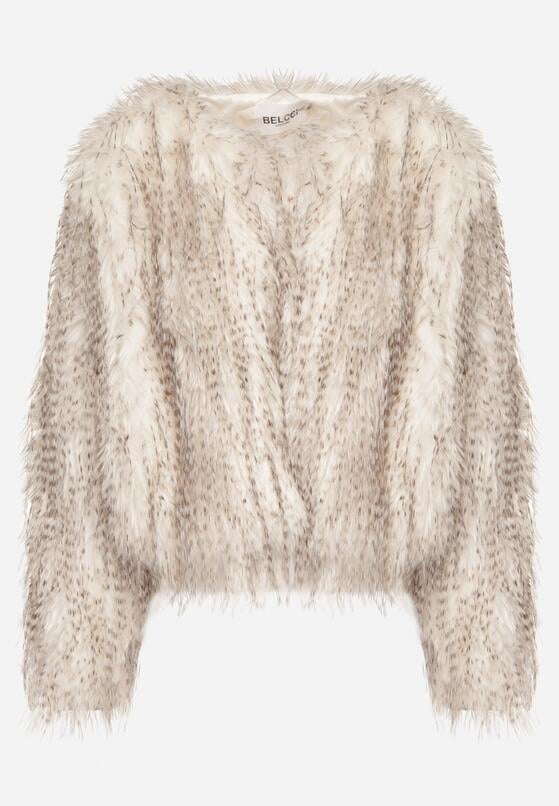 Biała Futrzana Kurtka z Cieniowanym Wzorem Tusvella 6