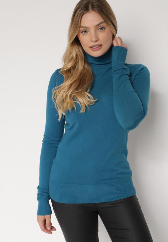 Granatowy Golf Sweter z Wiskozą i Kaszmirem Zailaya 4