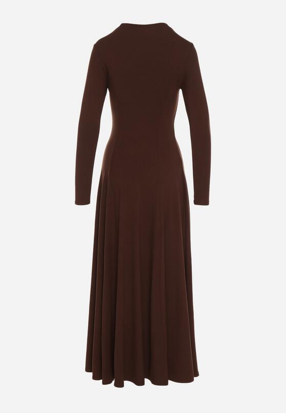 Brązowa Bawełniana Sukienka o Rozkloszowanym Kroju Tuselenea 7