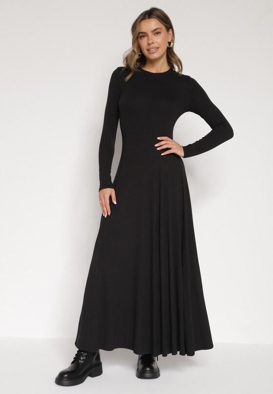 Czarna Bawełniana Sukienka o Rozkloszowanym Kroju Tuselenea 1