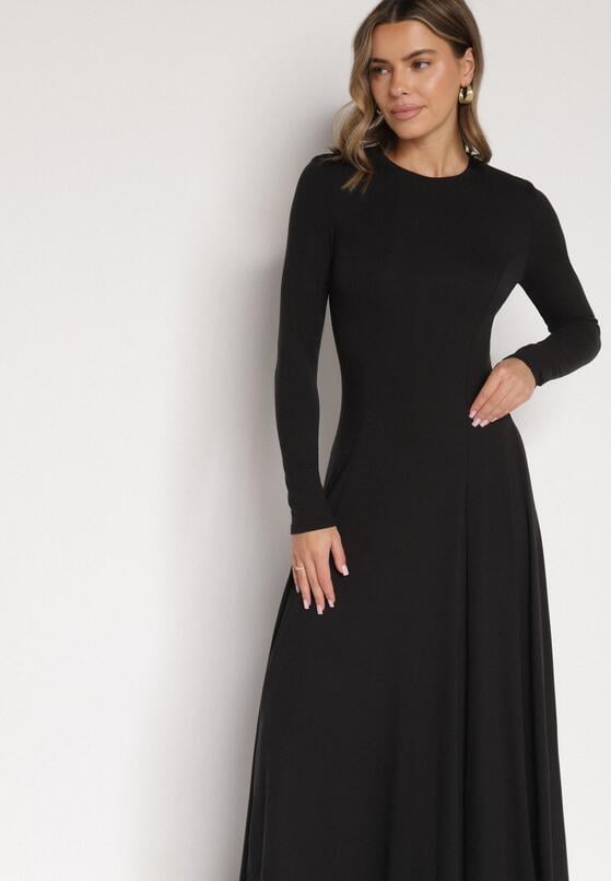 Czarna Bawełniana Sukienka o Rozkloszowanym Kroju Tuselenea 4