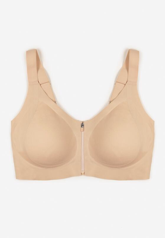 Jasnobeżowy Sportowy Biustonosz z Suwakiem z Przodu Eziline 1