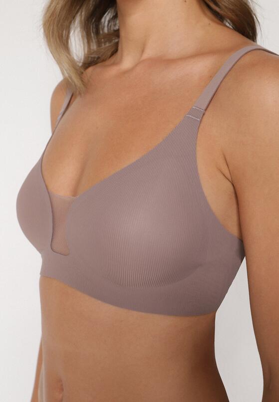 Ciemnobeżowy Biustonosz z Ozdobnym Wycięciem Ezirelle 4