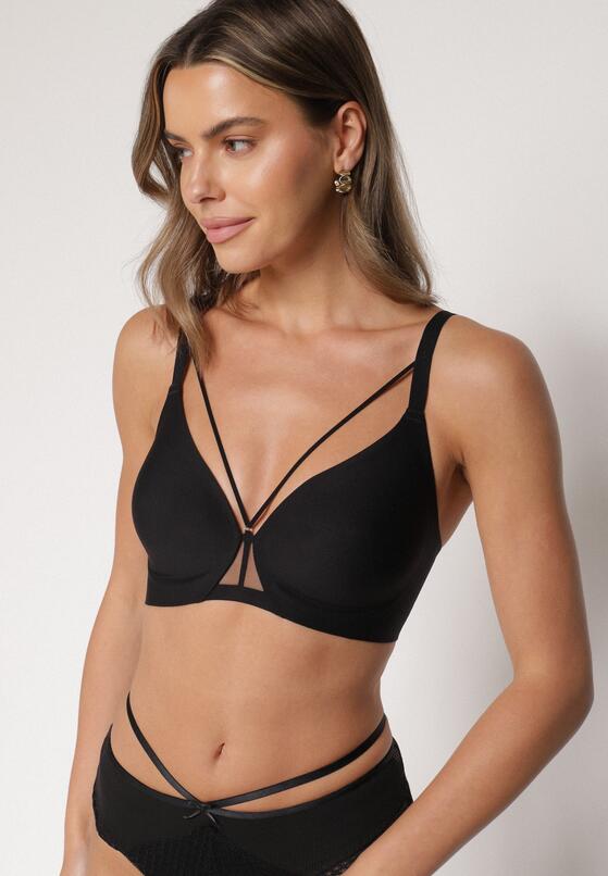 Czarny Biustonosz z Ozdobnymi Paskami Zetessa 2