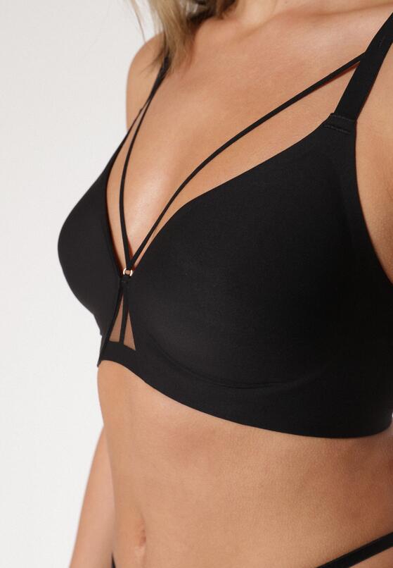 Czarny Biustonosz z Ozdobnymi Paskami Zetessa 4