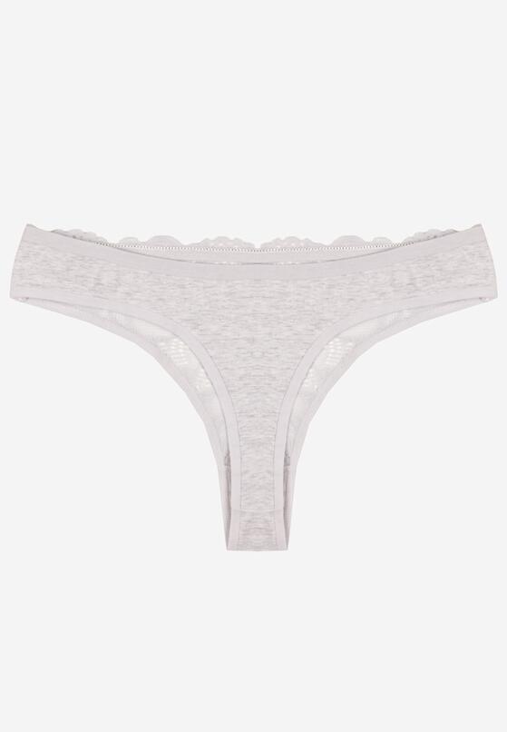 Jasnoszare Koronkowe Majtki Stringi z Bawełny Venalora 2