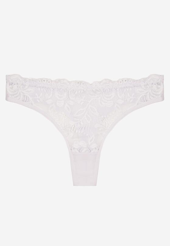 Białe Koronkowe Majtki Stringi z Bawełny Venalora 1