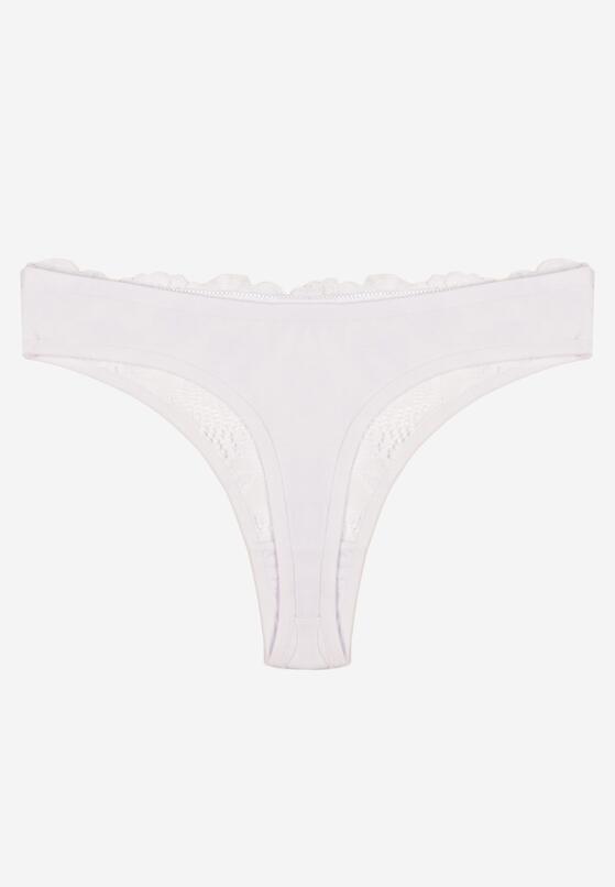 Białe Koronkowe Majtki Stringi z Bawełny Venalora 2