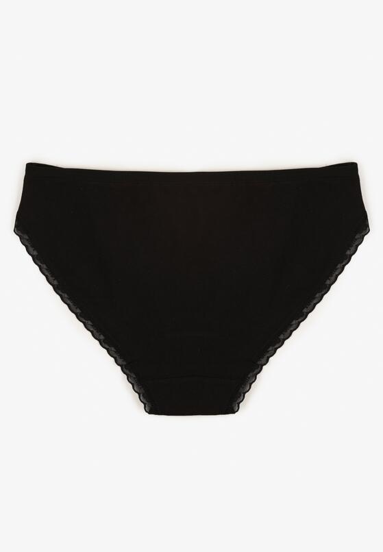 Czarne Bawełniane Majtki Typu Figi z Koronką i Kokardą Zeteria 2