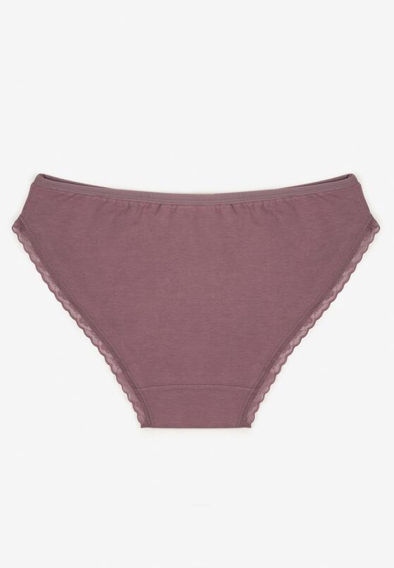 Fioletowe Bawełniane Majtki Typu Figi z Koronką i Kokardą Zeteria 2