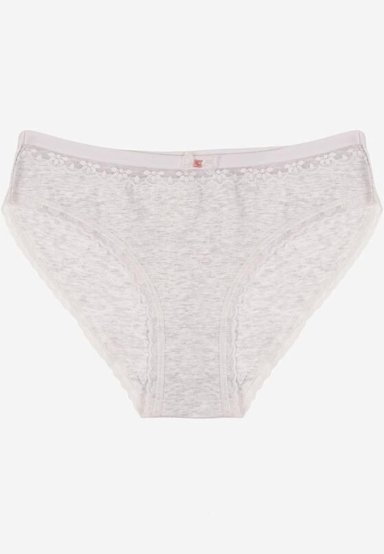 Jasnoszare Bawełniane Majtki Typu Figi z Koronką i Kokardą Zeteria 1