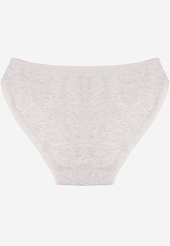 Jasnoszare Bawełniane Majtki Typu Figi z Koronką i Kokardą Zeteria 2