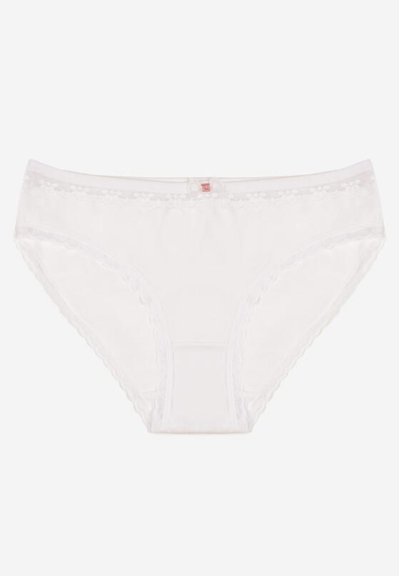 Białe Bawełniane Majtki Typu Figi z Koronką i Kokardą Zeteria 1