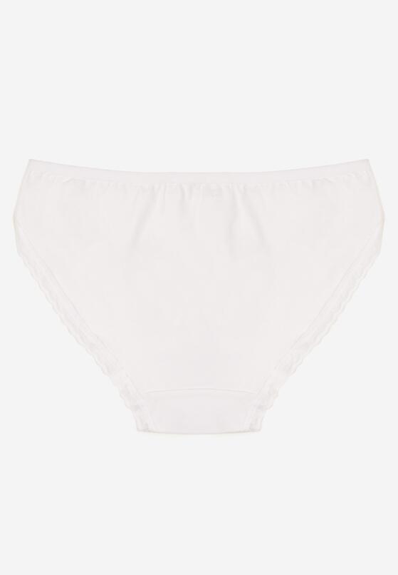Białe Bawełniane Majtki Typu Figi z Koronką i Kokardą Zeteria 2