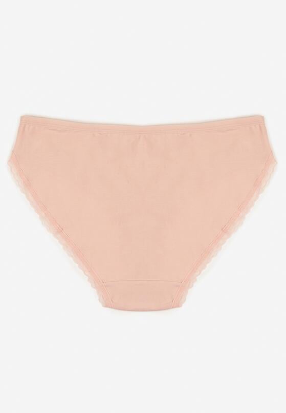 Różowe Bawełniane Majtki Typu Figi z Koronką i Kokardą Zeteria 2