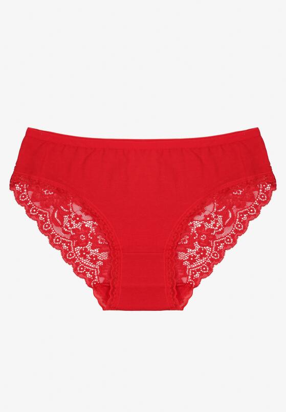 Czerwone Majtki Figi Zdobione Koronką Venissella 1