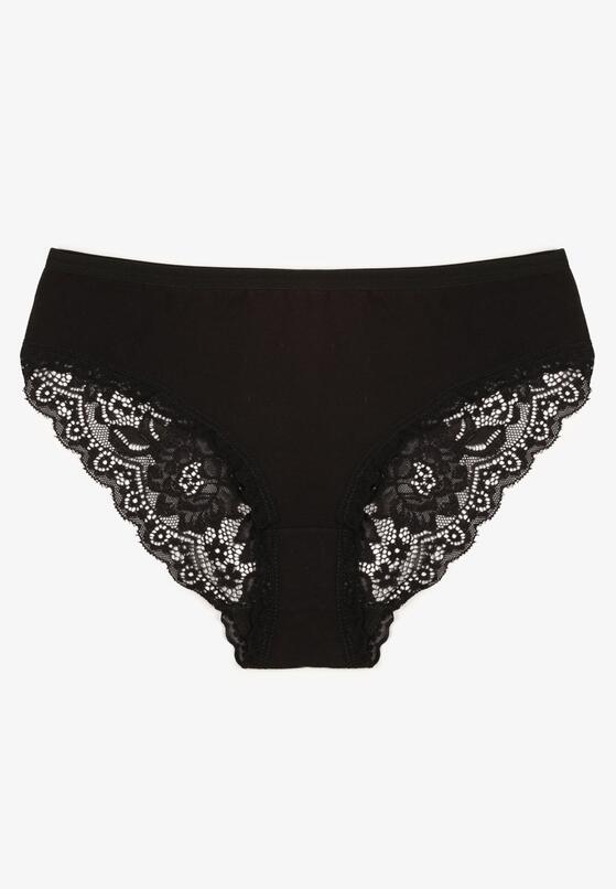 Czarne Majtki Figi Zdobione Koronką Venissella 1
