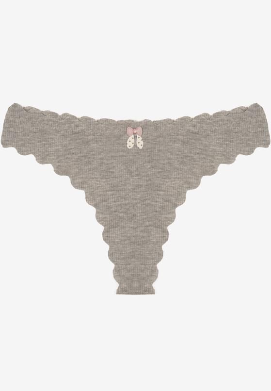 Szare Bawełniane Majtki Stringi z Prążkowanej Tkaniny Eziane 1