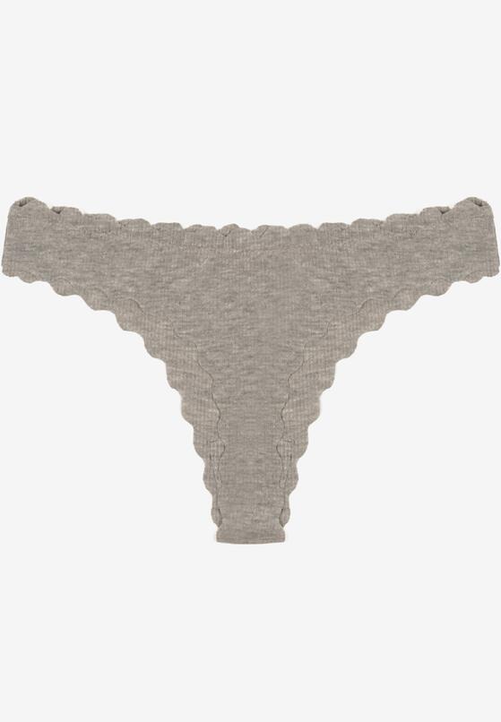 Szare Bawełniane Majtki Stringi z Prążkowanej Tkaniny Eziane 2