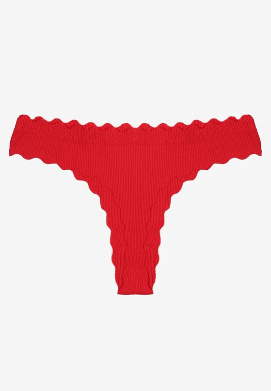 Czerwone Bawełniane Majtki Stringi z Prążkowanej Tkaniny Eziane 2