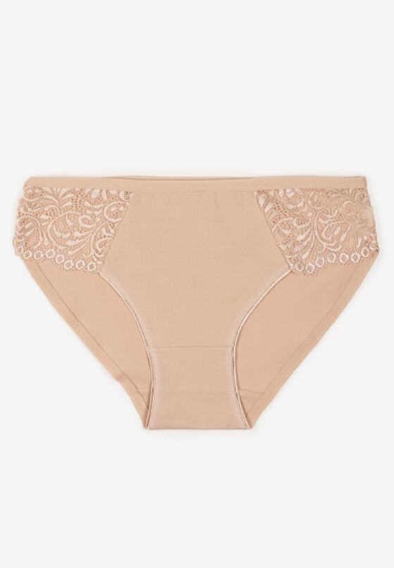 Beżowe Gładkie Majtki Figi z Bawełny Venessila 1
