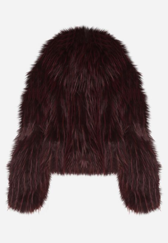 Bordowa Kurtka Futerko na Suwak z Kapturem Zetale 7