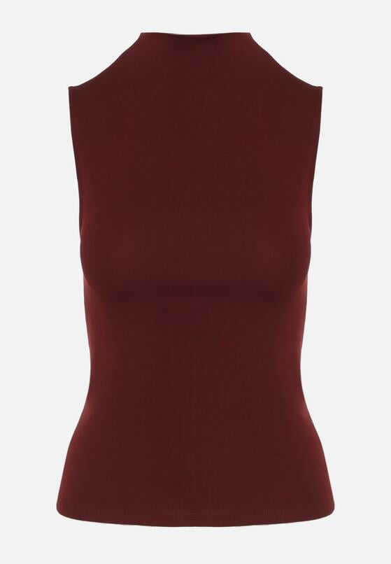 Bordowy Bawełniany Top o Dopasowanym Kroju z Półgolfem Unarisa 6