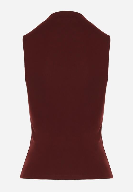 Bordowy Bawełniany Top o Dopasowanym Kroju z Półgolfem Unarisa 7