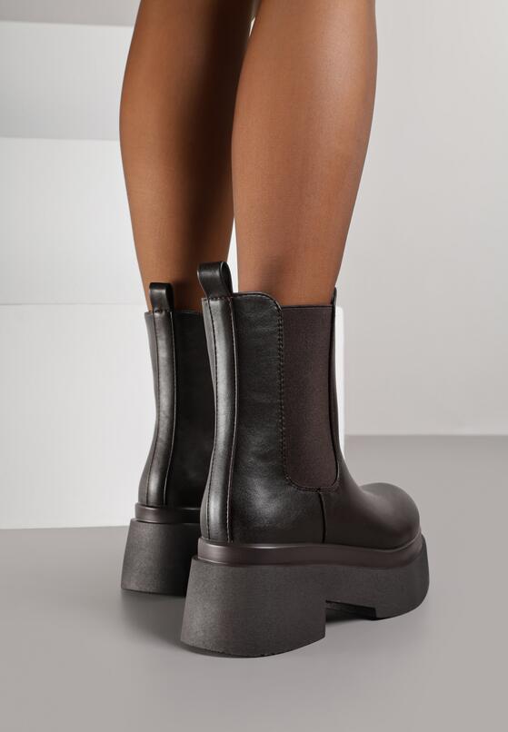 Brązowe Botki Sztyblety na Grubej Podeszwie Tevinda 3