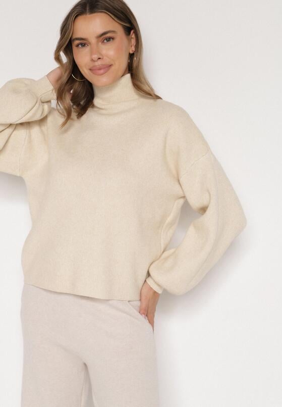 Jasnobeżowy Golf z Bufiastymi Rękawami Wedelia 4