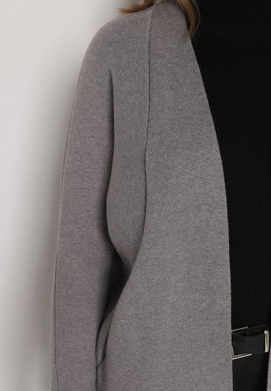 Szary Klasyczny Niezapinany Kardigan Elitusa 5