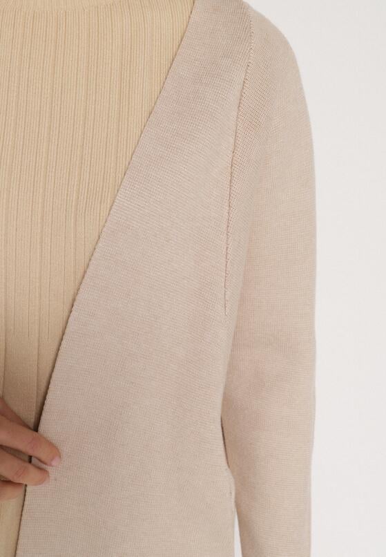 Beżowy Klasyczny Niezapinany Kardigan Elitusa 5