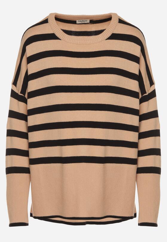 Czarny Sweter o Kroju Oversize z Motywem Pasków Irtusa 6