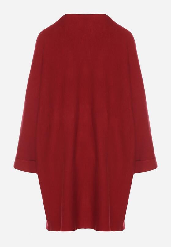 Czerwona Sweterkowa Sukienka o Kroju Oversize z Cyrkoniami Tusalia 7