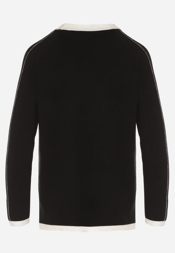 Czarny Sweter Ozdobiony Paskami i Aplikacją Tusanne 7