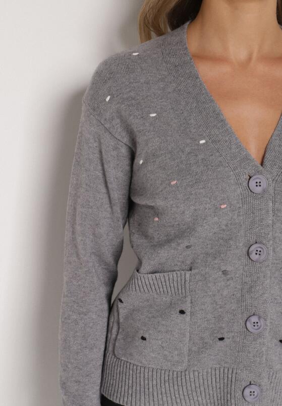 Szary Rozpinany Kardigan w Kropki Tusvanea 5