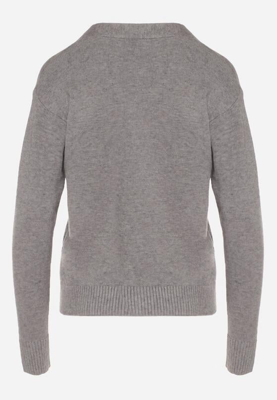 Szary Rozpinany Kardigan w Kropki Tusvanea 7