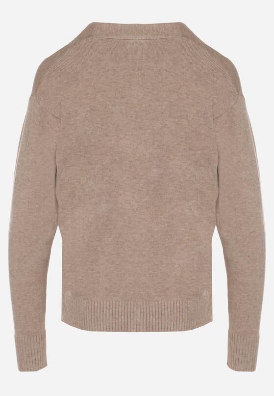 Beżowy Rozpinany Kardigan w Kropki Tusvanea 7