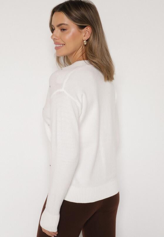 Biały Rozpinany Kardigan w Kropki Tusvanea 3