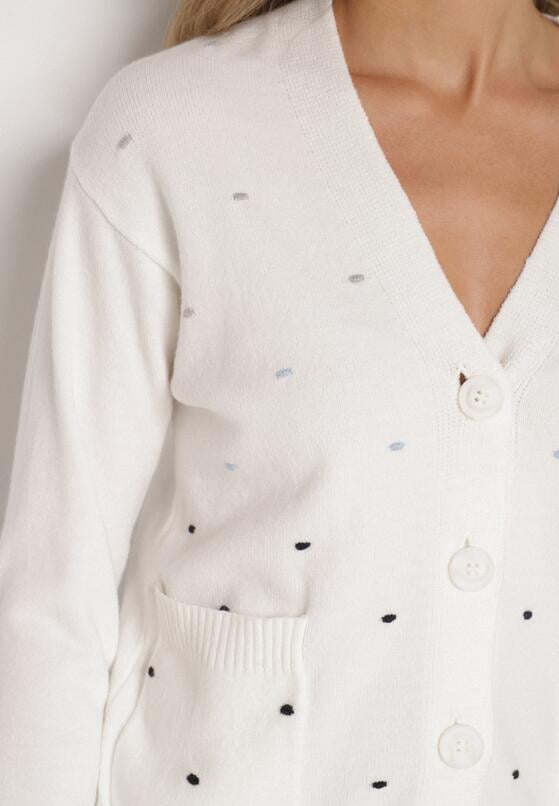 Biały Rozpinany Kardigan w Kropki Tusvanea 5