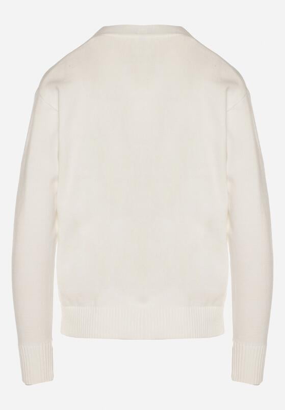 Biały Rozpinany Kardigan w Kropki Tusvanea 7