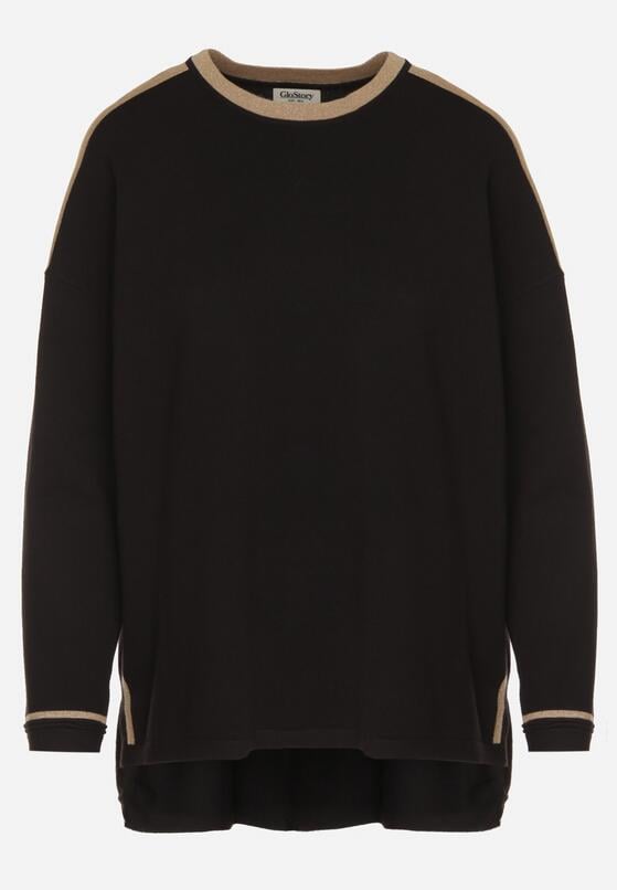 Czarny Sweter z Bawełną i Metaliczną Nicią Tusima 6