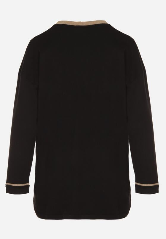 Czarny Sweter z Bawełną i Metaliczną Nicią Tusima 7