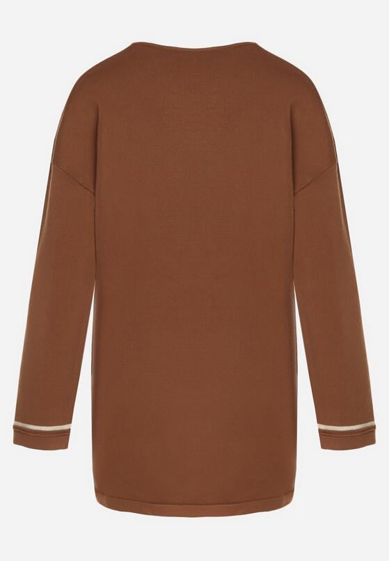 Brązowy Sweter z Bawełną i Metaliczną Nicią Tusima 7