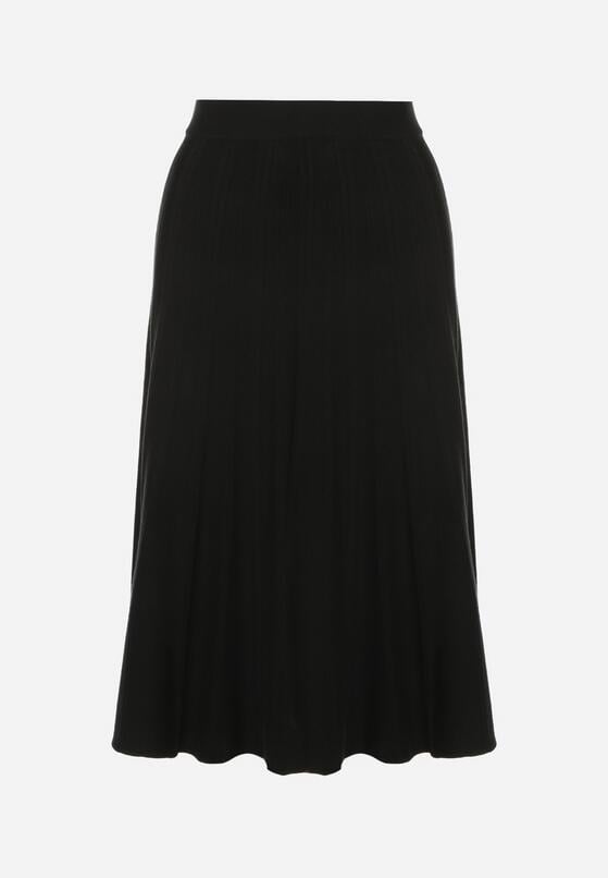 Czarna Rozkloszowana Plisowana Spódnica Dzianinowa Tussana 6