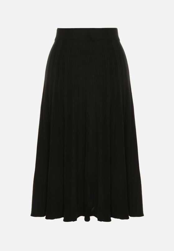 Czarna Rozkloszowana Plisowana Spódnica Dzianinowa Tussana 7