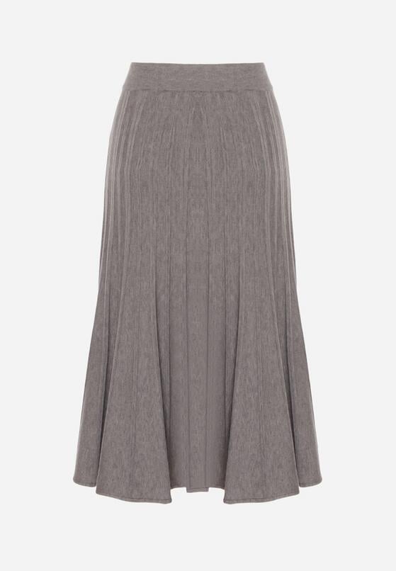 Szara Rozkloszowana Plisowana Spódnica Dzianinowa Tussana 7