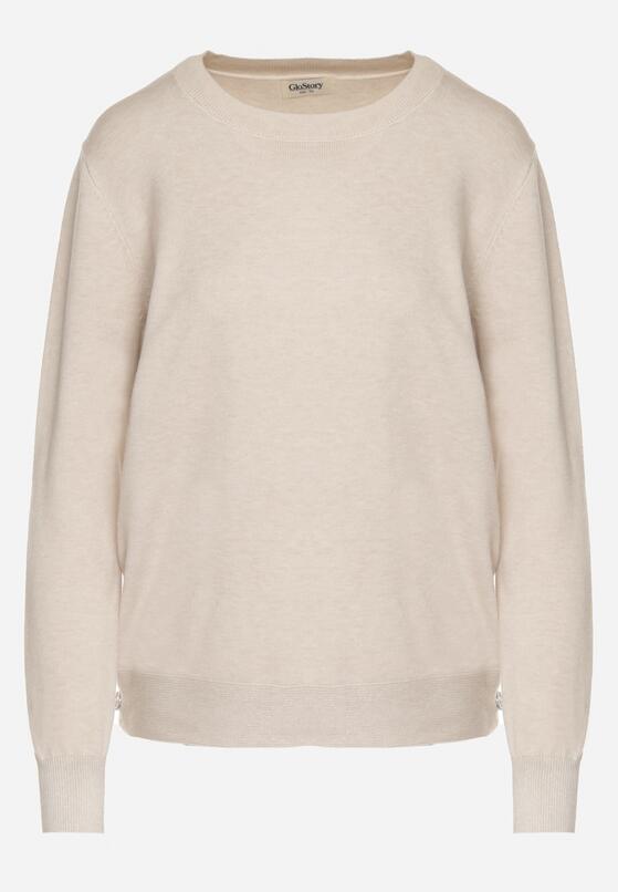 Beżowy Sweter z Guzikami z Boku Tusiana 6